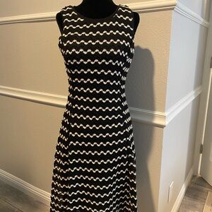 Karl Lagerfeld Black and Cream Sheath Midi Dress